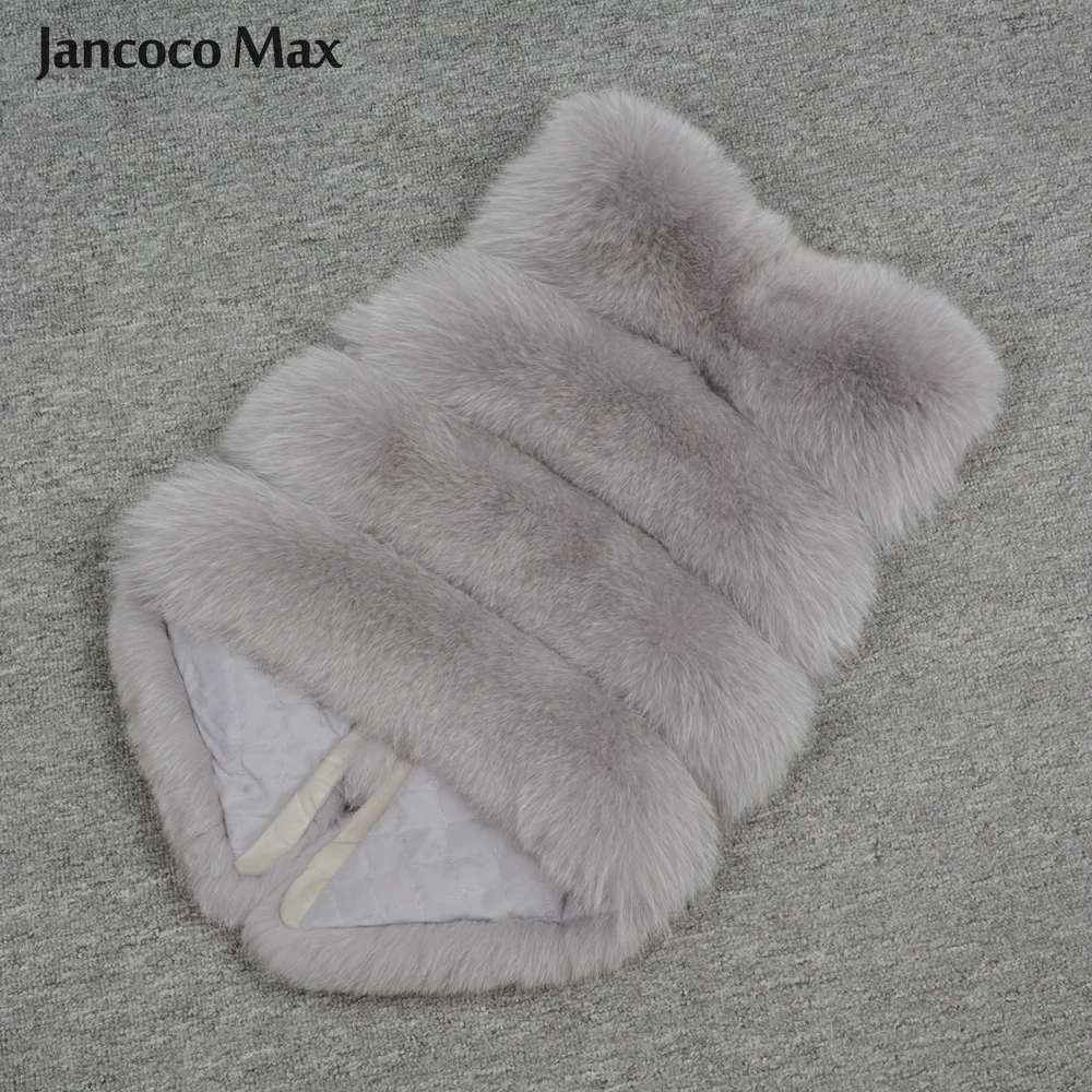 Jancoco Max 12 цветов Топ мягкий толстый натуральный Лисий мех жилет 4 ряда Женская Зимняя мода натуральный меховой жилет короткая куртка новинка S7164
