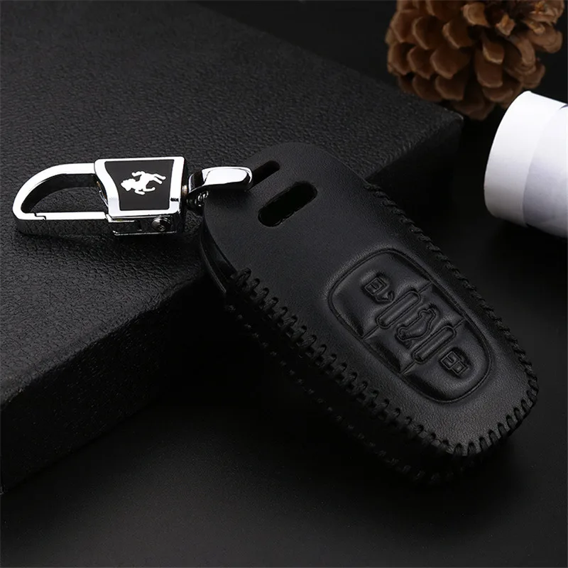 Leather Car Key Case Fob Cover For Audi A1 A3 A4 A5 A6 B6 B7 B8 B9 8P 8V C5 C6 Q5 Q7 4M Q8 TT MK1 Ring Bag Accessories | Автомобили и