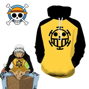 Trafalgar Law Costume Japanese Anime Cosplay Trafalgar Law Hoodie Adult Yellow Sweater Clothes Halloween Costume