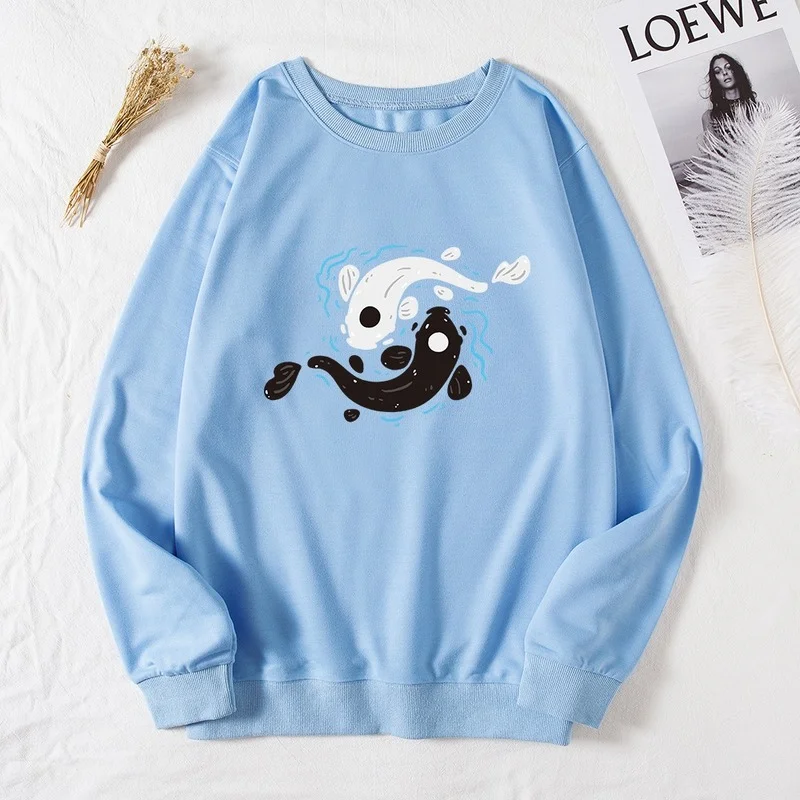 

Женский пуловер с длинным рукавом, повседневный свитшот с круглым вырезом и принтом