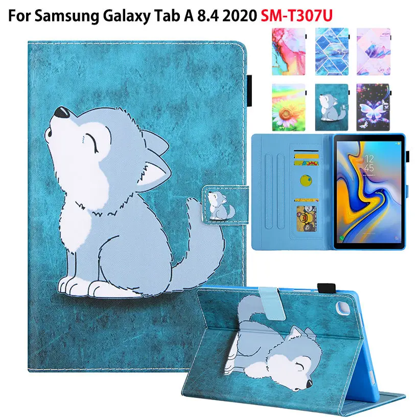 

Fashion Wolf Case SM-T307 For Samsung Galaxy Tab A 8.4" 2020 SM-T307U T307 Cover Funda Folding Shell Coque Capa
