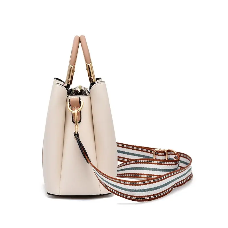 

Leather Bucket Bag Luxury Handbags for Women 2021 New Fashion Simple Wide Strap High Quality Vintage Small Shoulder Bag Summer