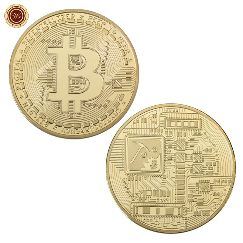 WR Позолоченные биткоины с держателем для монет серебряные биты медаль маленькие