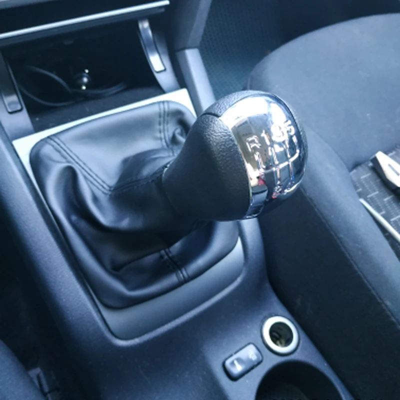 

5 Speed MT Gear Shift Knob Stick Lever Gaitor Gaiter Boot Cover Sliver Cap For Skoda Octavia MKII MK2 2004-2012 Car Accessories