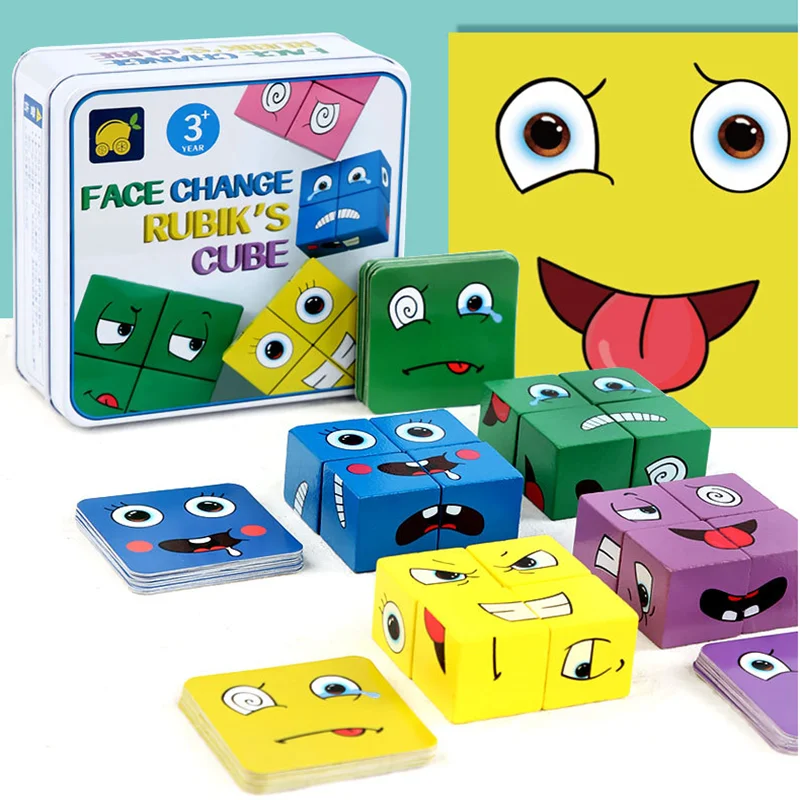 

Новые детские развивающие игрушки эмоции меняющие блоки выражения головоломки детские кубики настольные игры Раннее Обучение Монтессори