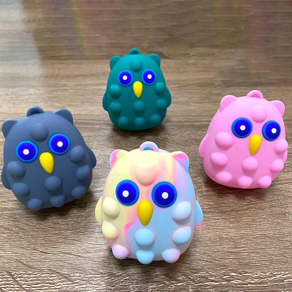 

3D Сова расстегивающийся шар поп его силиконовая пузырьковая игрушка для детей сенсорный зажим мяч игрушка для снятия стресса детская сова ...
