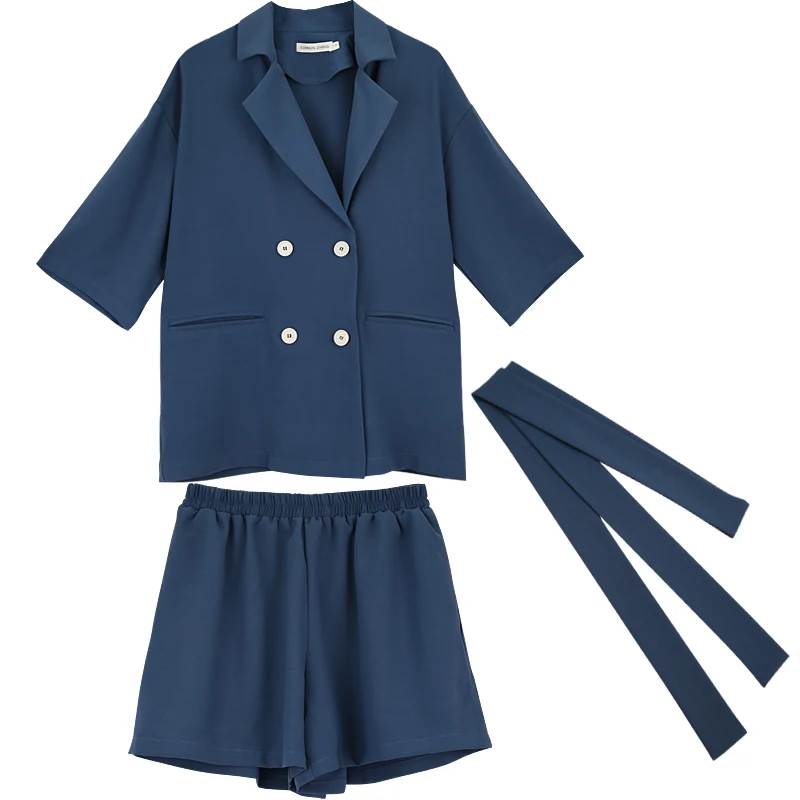 BornSra повседневный комплект из 2 предметов женские короткие костюмы двубортный