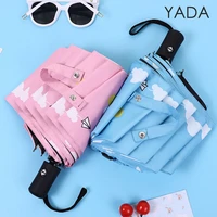 yada fashion 2021 cartoon paper plane umbrella clear folding automatic umbrellas for children women uv rain umbrella yd200342