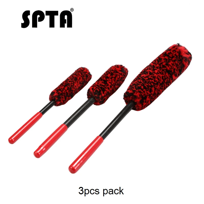 3pcs Pack SPTA Авто ступица колеса автомобиля Чистящая Щетка гибкая 3 шт. длинная ручка Премиум Шерсть щетки для чистки обода мягкое волокно Чистка шин автомобиля щетка - Цвет: 3pcs Pack