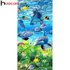 Алмазная живопись Huacan, мозаика, дельфин, алмазная вышивка, животные, морской пейзаж, вышивка крестиком, настенные наклейки