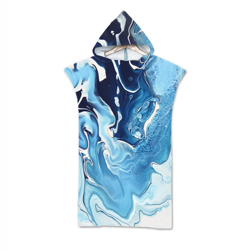 Новое красочное Мраморное банное пляжное полотенце с капюшоном из микрофибры