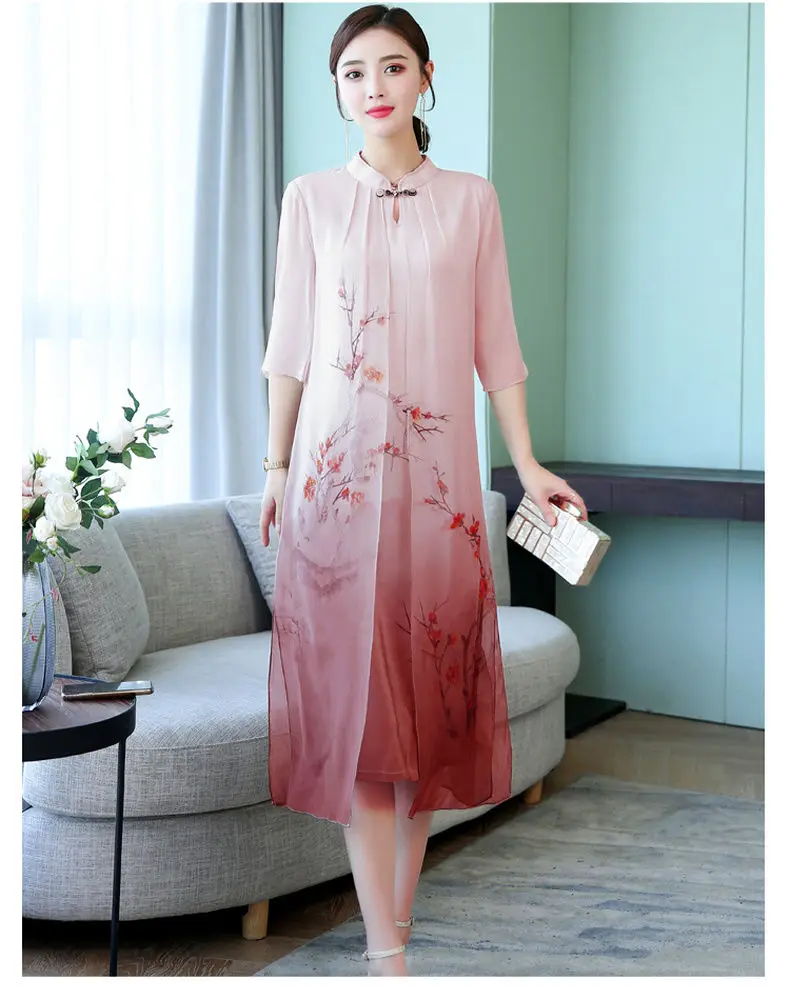 

Improved version of the Chinese style retro tea dress Chinese style summer women's long temperament 2020 summer new