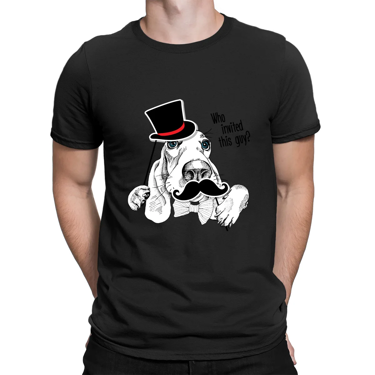 

Who Invited This Guy Men Holiday Fashion Short Sleeve O Neck Black/White 100% Cotton T shirt XS-3XL