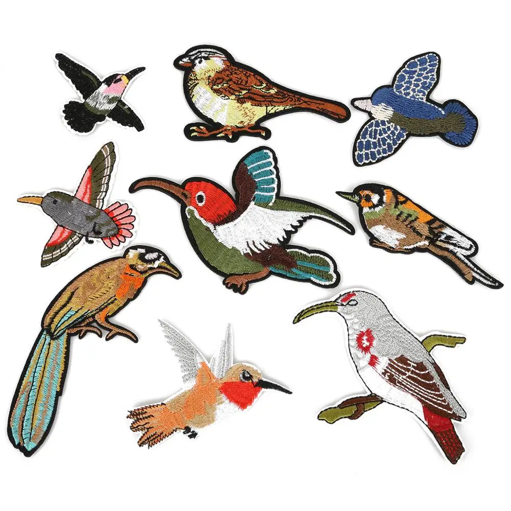 10 шт. тканевые нашивки серия птичек вышитые для сумки ткань украшения аксессуары