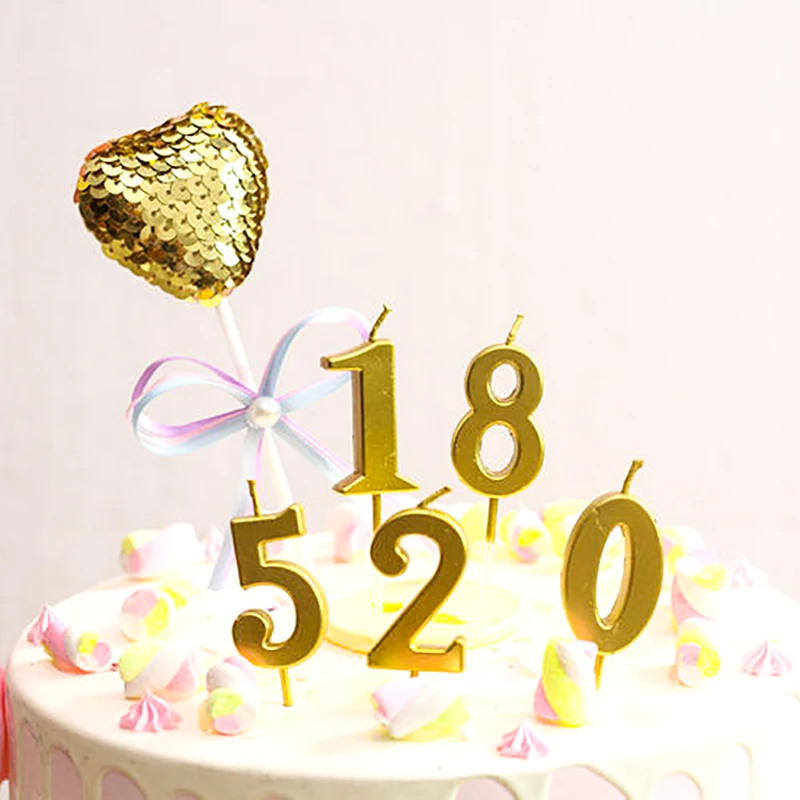 С Днем Рождения цифра свечи золото 0-9 цифровой торт Топпер Детские сувениры на