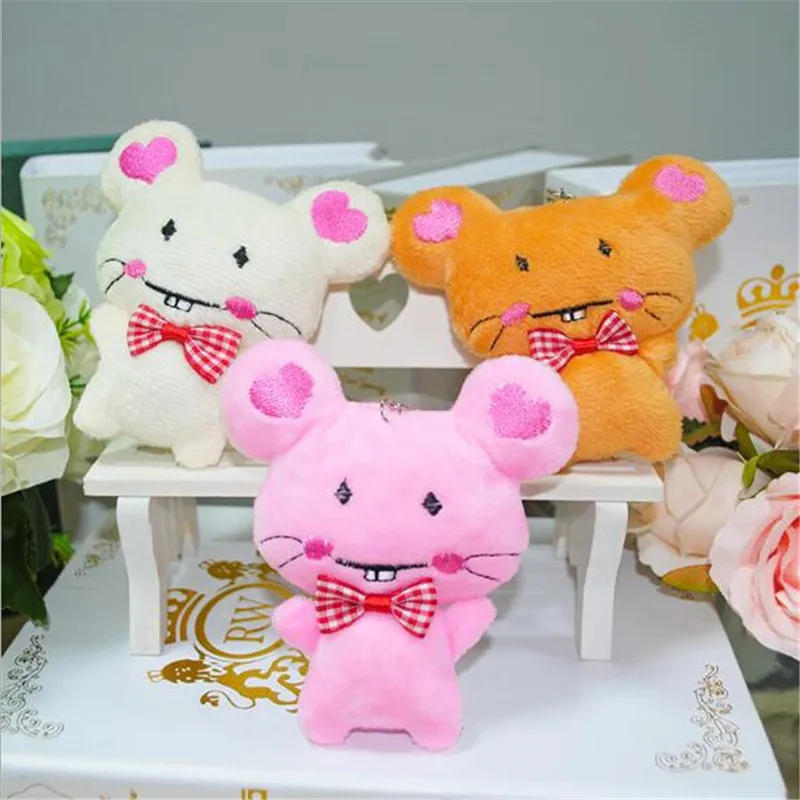 

New 1PCS 10CM Bow Tie Mouse Plush Pendant animal Stuffed Toy New Year Gift Small Pendant To Send Boys And Girls HANDANWEIRAN