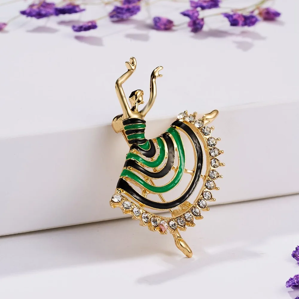 Мода Rhinestone танцы мальчик и девочка чертежное масло фигурка персонажа брошка заколка для женщин Девушка эмаль платье маленькое платье аксессуары