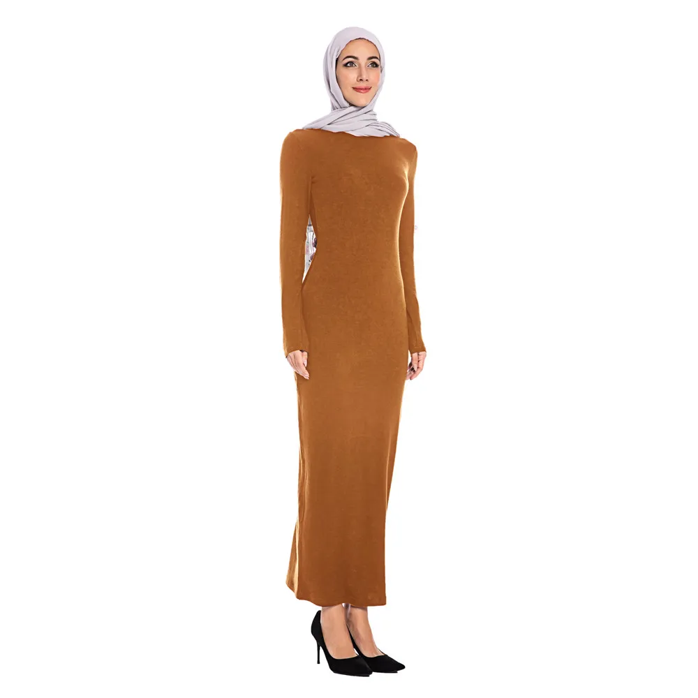 Женское платье с длинным рукавом Abaya мусульманское турецкое мягкое и простое