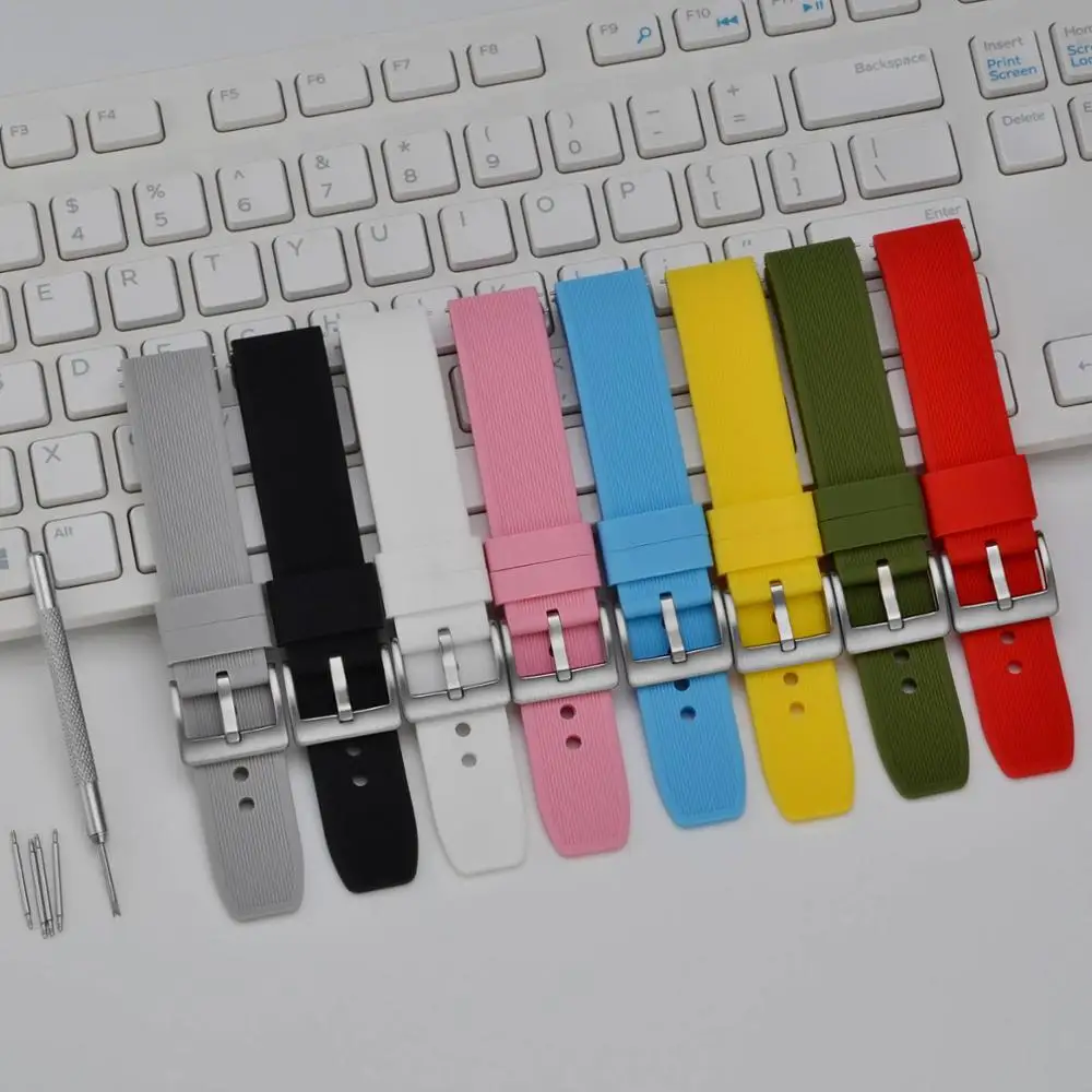 WOCCI Silicone Rubber Watch Strap Bracelet for Women Men 18mm 20mm 22mm 24mm Sport Casual Replacement Watchband Stripe Texture