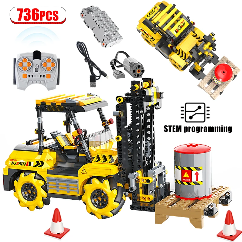 

City Technical APP RC Programming Engineering Trucks Building Blocks Creator Voice Remote Control Excavator Bricks Toys For Kids