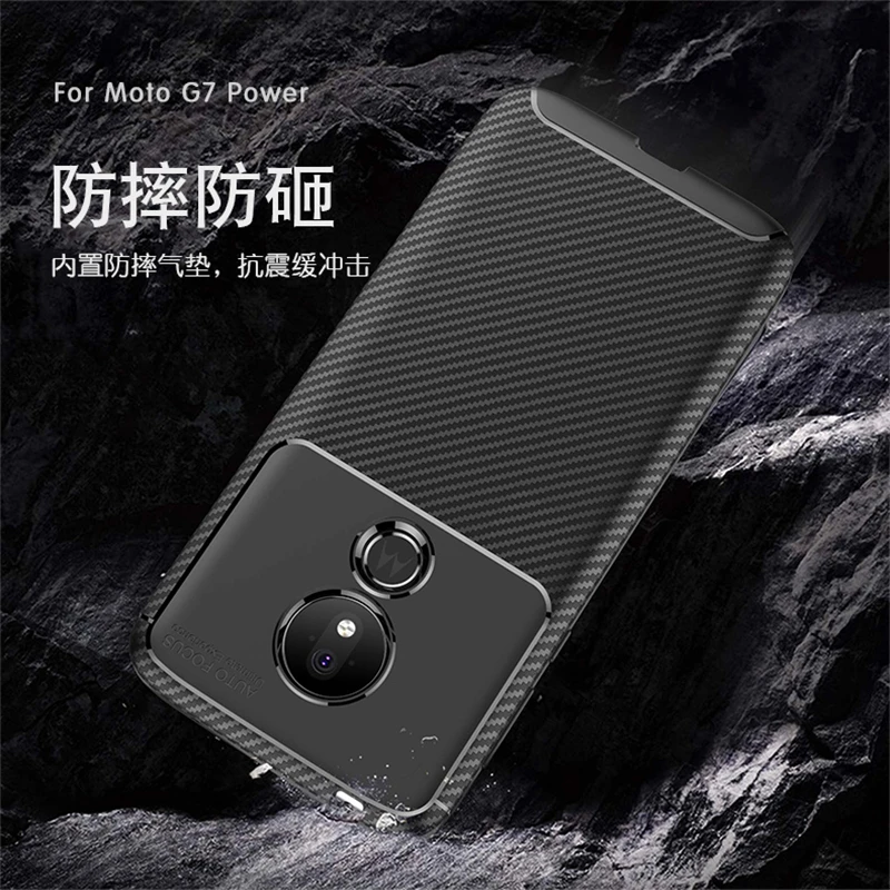 

For Motorola Moto G7 Power Case Bumper Silicon Anti-knock Carbon Fiber Case For Motorola G7 Power Cover For Moto G7 Power 6.2"