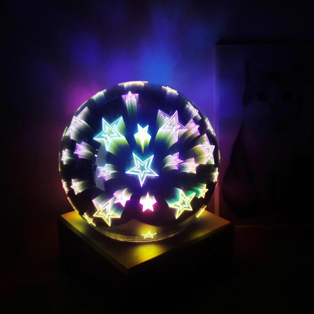 Светодиодный светильник для сна с цветным обесцвечиванием деревянная основа 3D