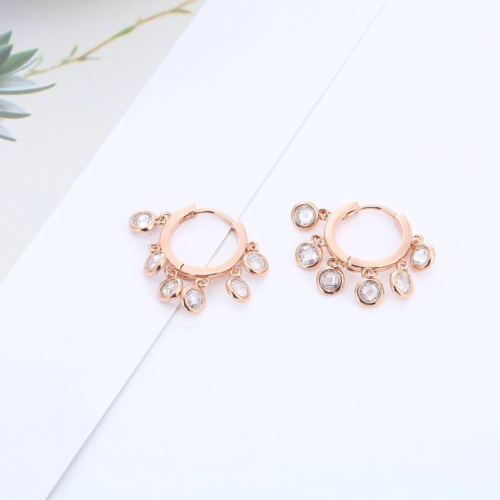 Женские сережки-обручи с серебряным покрытием круглые сережки кисточками и