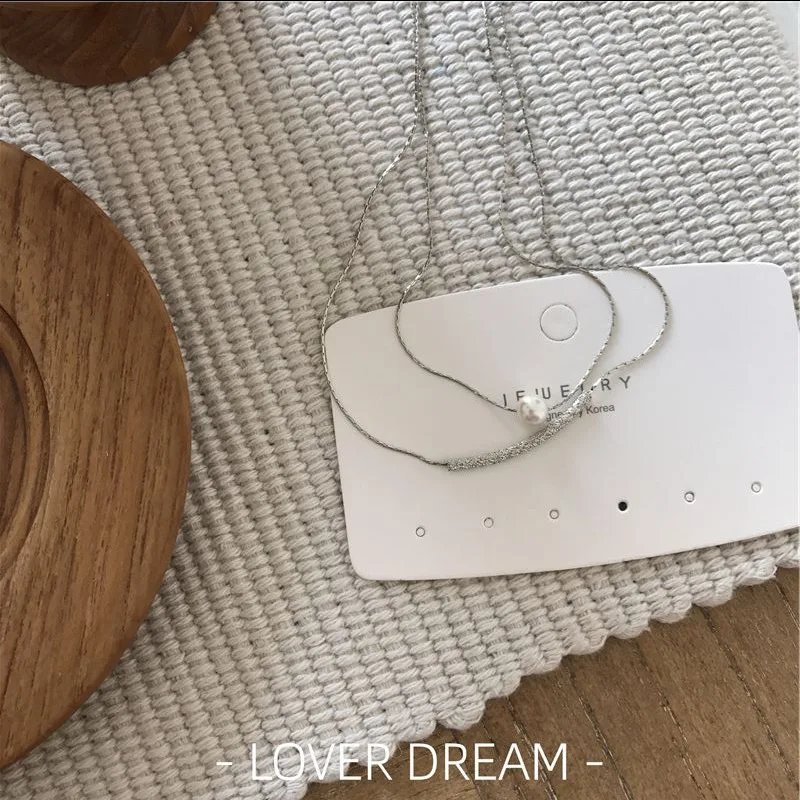 

2020 New Korean Vintage Necklace For Women Silver Color Double Layer Necklace Geometric Pearl Necklace Fashion Jewelry Accessory