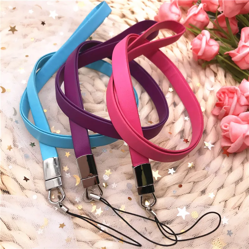 Карамельные цвета PU ремешок для шеи ремешки бирки ключей удостоверения личности