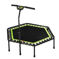 48 silent mini trampoline with adjustable handle bar fitness indoor trampoline bungee rebounder jumping cardio trainer workout