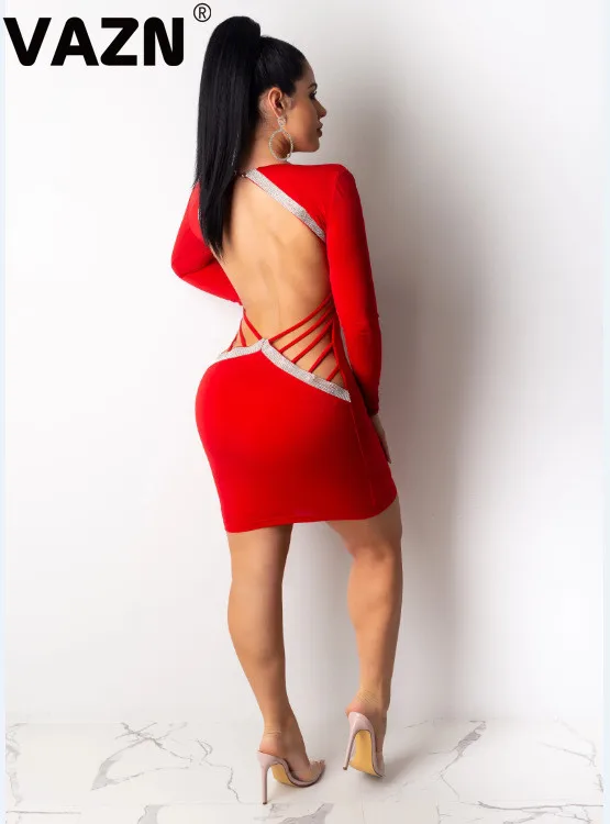 Новинка 2020 шикарное весеннее сексуальное женское красное мини-платье-футляр VAZN с
