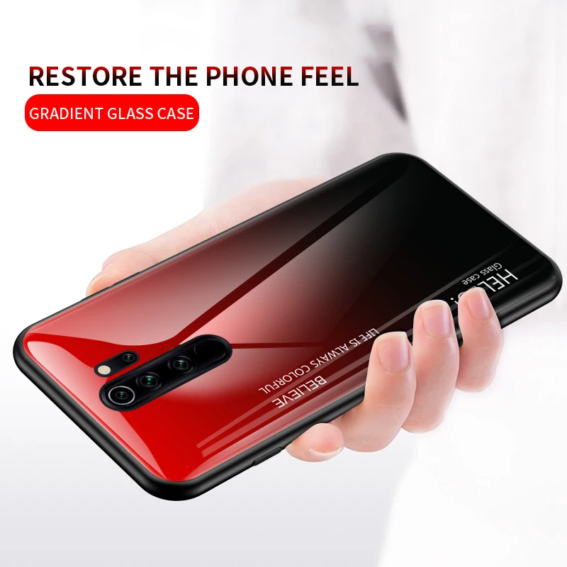 For Xiaomi Redmi Note 8 Pro Case Luxury Hard Tempered Glass Gradient Protective Back Cover case xiaomi redmi note |