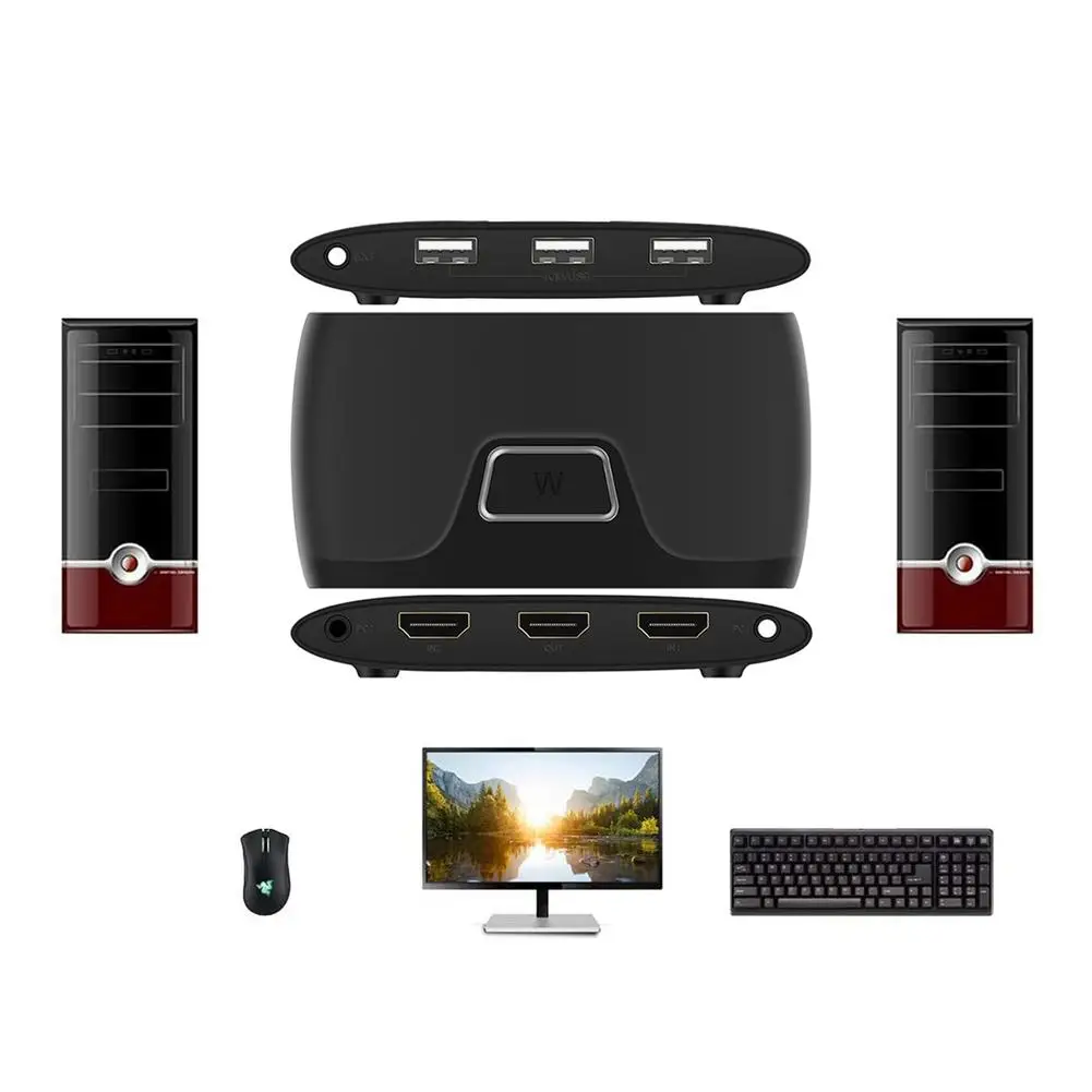 HDMI совместимый переключатель KVM 2 в 1 из портов USB клавиатура мышь и принтер обмен