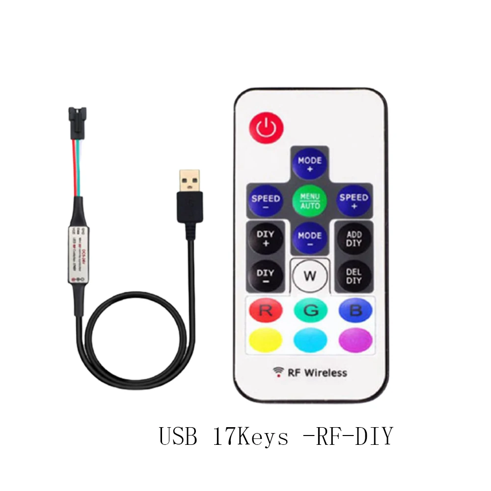 WS2812B WS2811 светодиодный пиксель полосы светильник контроллер USB/DC 3 ключа RF 14/17/21