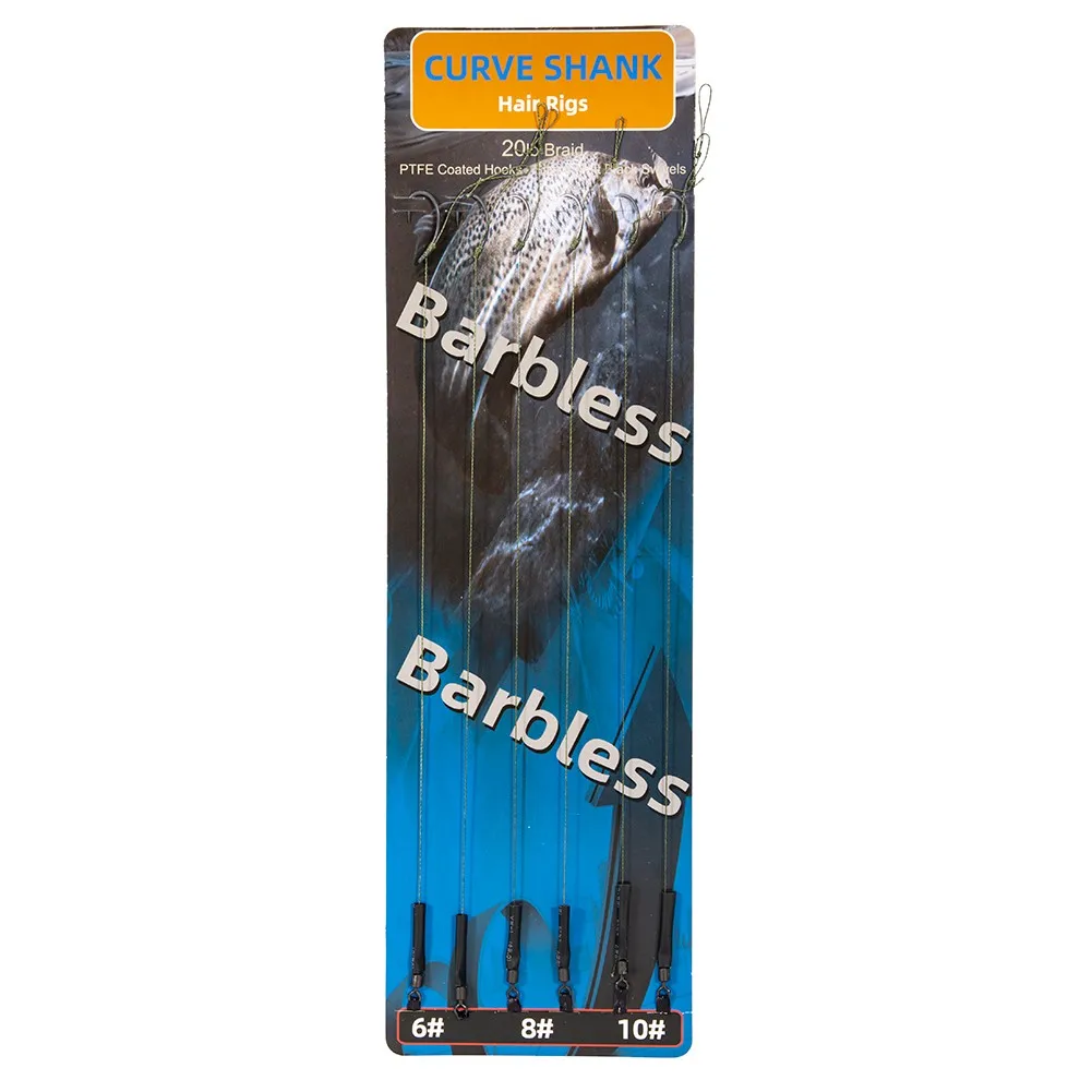 

6 X Carp Anti - Winding Strong Horse String Hook Fishing Tied Hair Rigs Barbless/Barbed Hooks Link Terminal Tackle