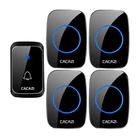 Беспроводной дверной звонок CACAZI Home, водонепроницаемый светодиодный звонок с аккумулятором и кнопками, беспроводной звонок, дистанционный звонок 300 м, штепсельная вилка стандарта США и ЕС, 4 громких звонка 58