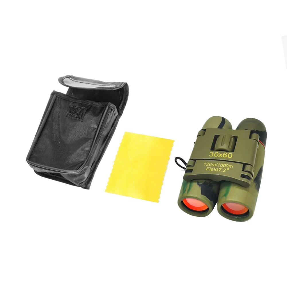 

Pocket Mini Camouflage Double Tube Day And Night Vision 30x60 Zoom Foldable Binoculars For Hiking Hunting Ice Blue/Red