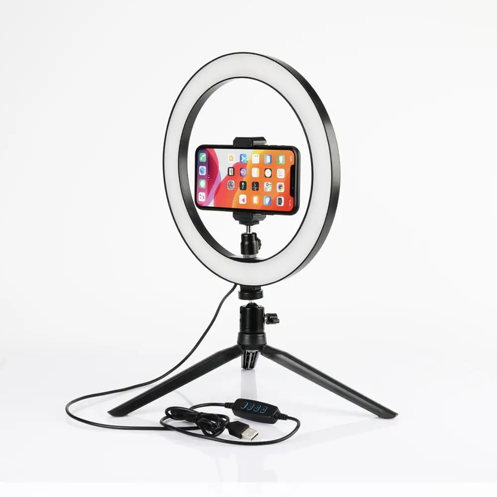 Кольцевой светодиодный светильник для фотосъемки 26 см с регулируемой яркостью |