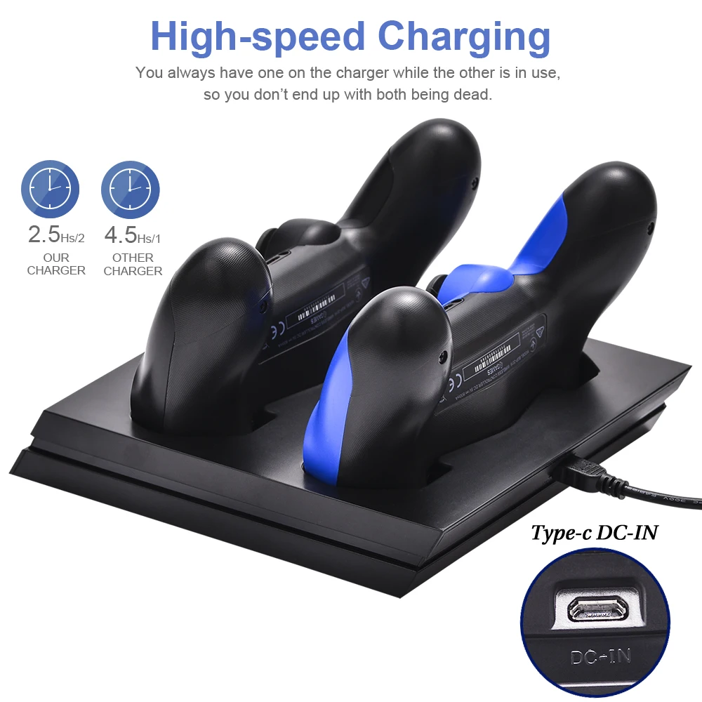 Новинка 2020 г. беспроводное зарядное устройство для двух контроллеров PS4/Slim/Pro