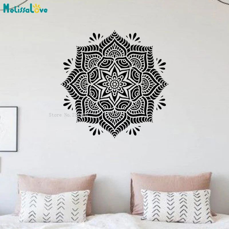

Exquisite Yoga Wall Stickers Home Decor Lotus Flower Decals Living Office Room Indian Self-adhesive Murals Vinyl YT5448