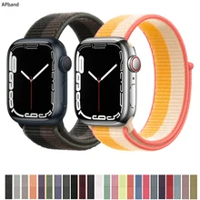 สายคล้องคอไนลอนสำหรับ Apple Watch Band 44มม.40มม.45มม.41มม.44 42มม.38มม.IWatch สร้อยข้อมือเข็มขัดสายนาฬิกา Apple Watch Series 4 3 5 SE 6 ...