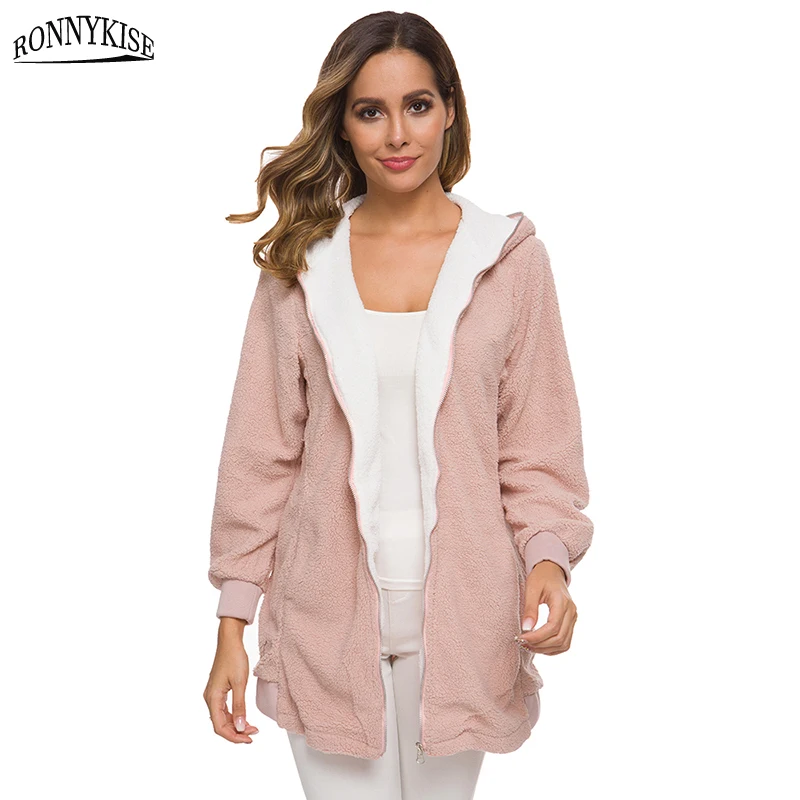 RONNYKISE осень и зима ягненка кашемировые худи Женская мода с длинным рукавом