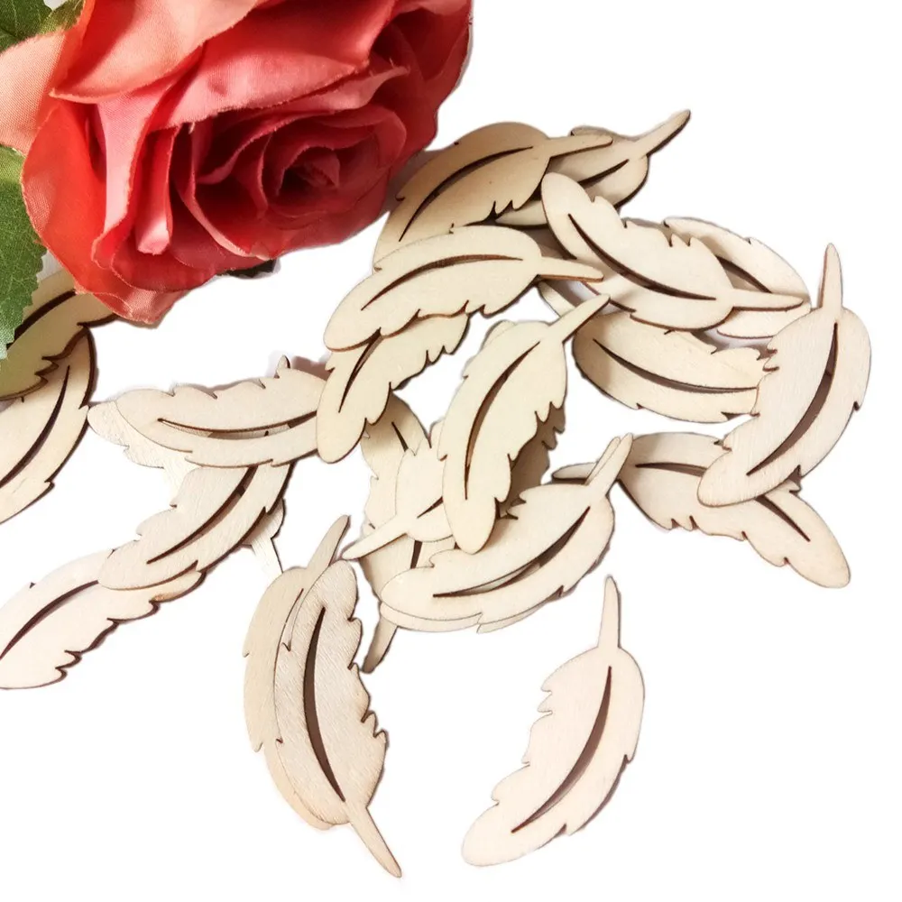 

25pcs Delicate DIY Parts Wooden Feather Ornament Ingenious Photo Album Decoration