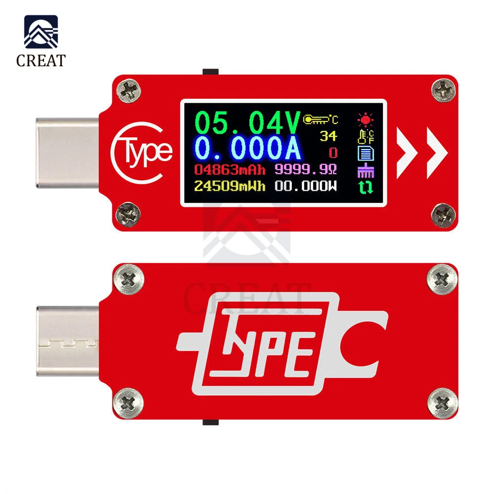 

TC64 Type-C Color LCD USB Voltmeter Ammeter Voltage Current Meter Multimeter Battery PD Charge Power Bank USB Tester For Mobile