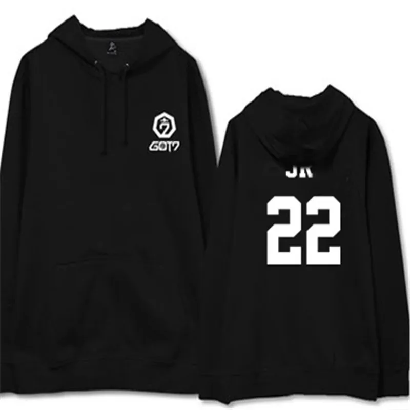 

KPOP Got7 Never Ever Winter Plush Hoodies White Black Pink Hoodies Spinning Top JB JINYOUNG MARK JACKSON YOUNGJAE
