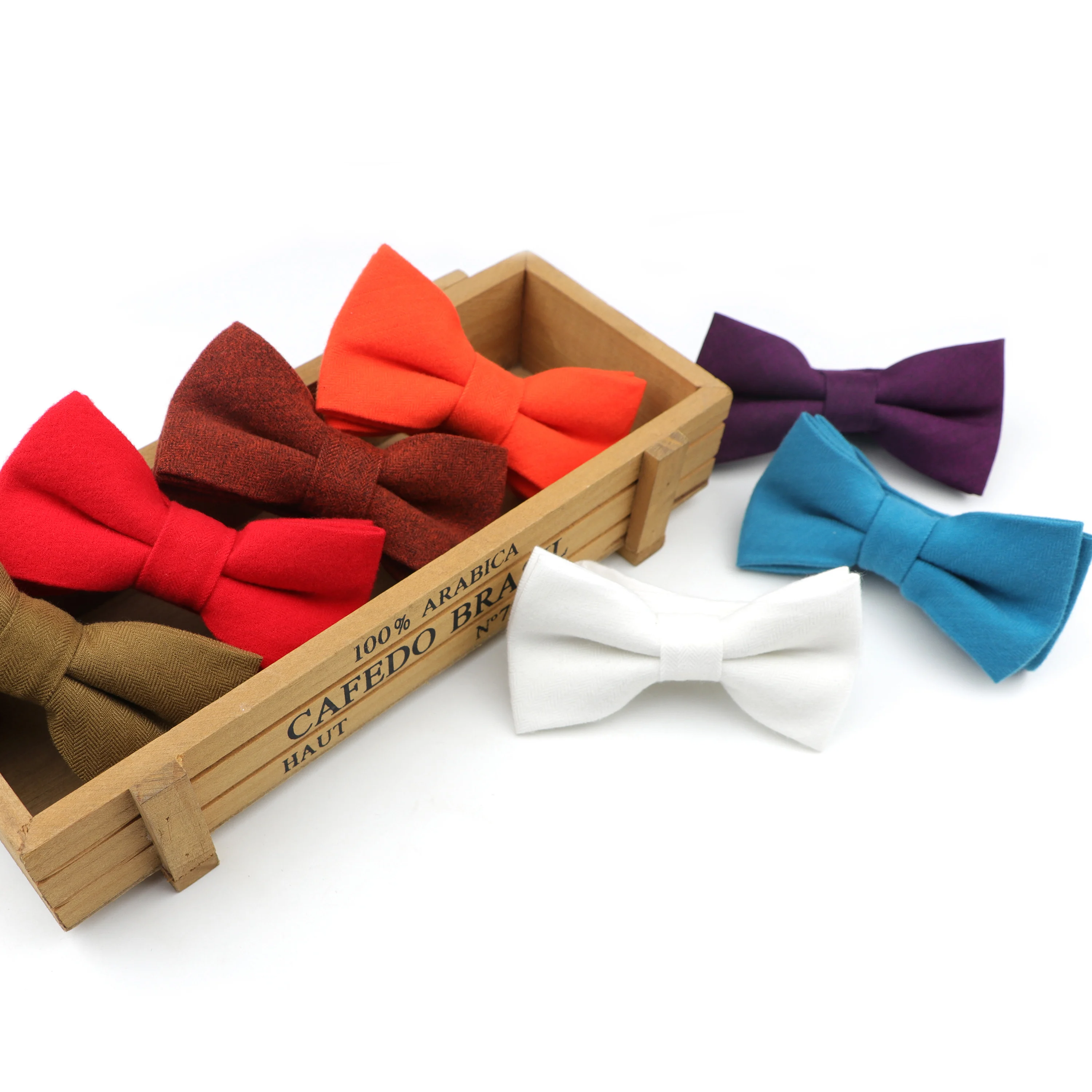 Хлопковый однотонный галстук бабочка мягкий модный официальный цветной для