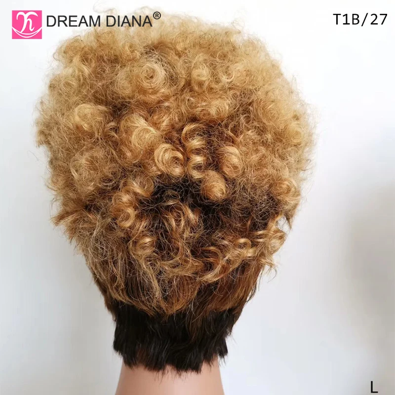 Короткий кудрявый парик DreamDiana Ombre 13x4 кружевной передний 8 дюймов вьющиеся