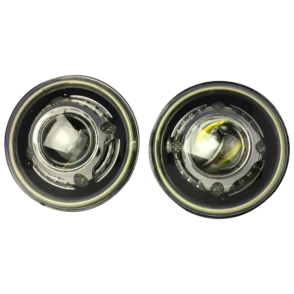 7 дюймовый круглый светодиодный проекторы фары с Демон Ангел гало кольца для JK