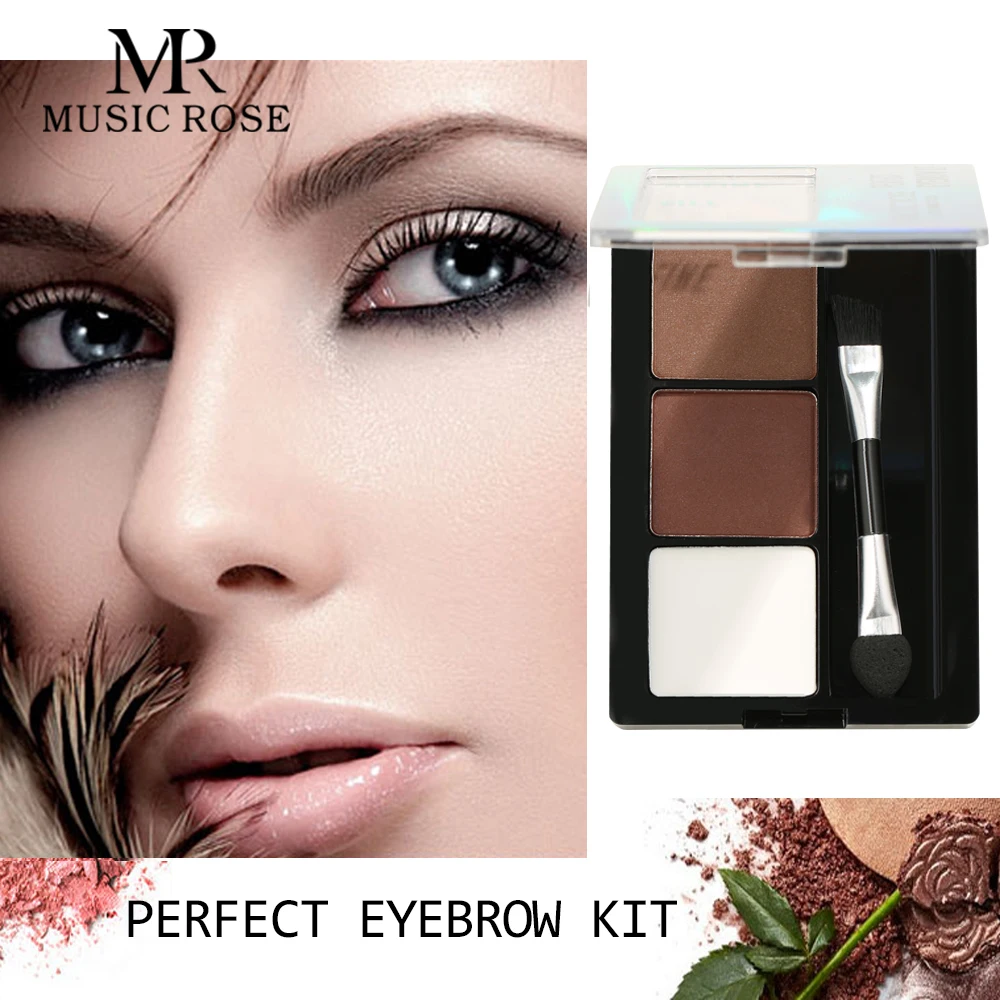 Музыка Роза 3 цвета/набор бровей пудра палитра Косметический профессиональный