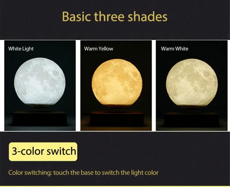 저렴한 혁신 3D 인쇄 부동 회전 자기 부상 문 빛 아이 선물 테이블 램프 Led 밤 빛 크리 에이 티브 홈 장식